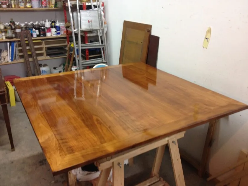 Restauration d'un plateau de table Henri II ; Epoque XXème