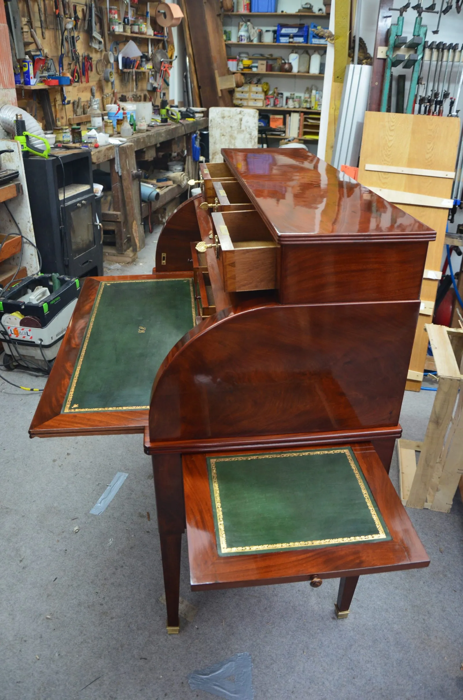 Restauration d'un bureau à cylindre époque Empire